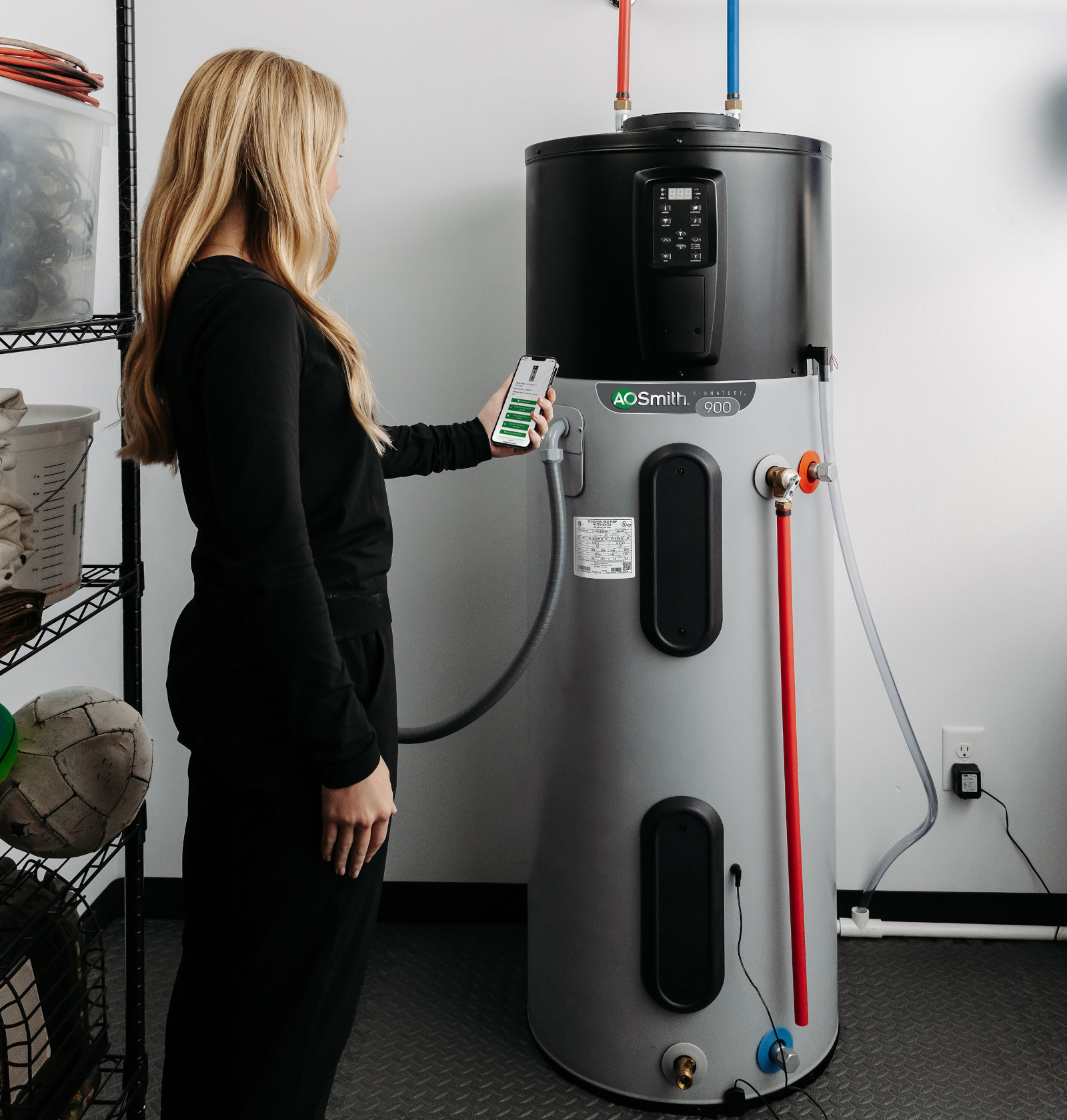 Modern heat pump water heater installation